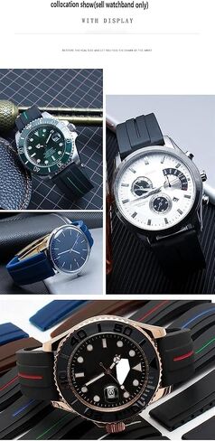حزام مراقبة المطاط لـ Rolex Sport Mens حزام مع سوار مراقبة مشبك قابلة للطي 20 مم 21 مم in Kuwait