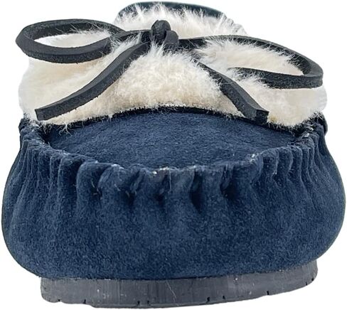 Clarks Womens Folded Tongue Leather Moccasin Slipper ICH30746C - Plush Faux Fur Lining - Indoor Outdoor House Slippers For Women (9 M US, Navy) in Saudi Arabia