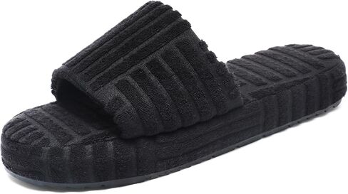 Jakcuz Womens Terry Towelling Slides Sandals Girls ladies Fashion Slip On House Shoes Slippers Platform Open Toe Multicolor Cute in Kuwait