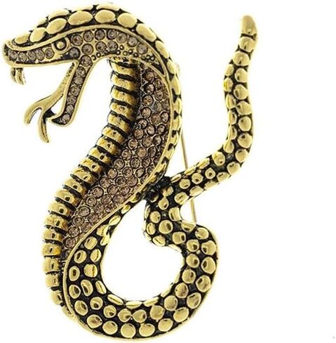 Two StyleThe Bronzed King Cobra Snake Brooches Women Men Rhinestone Enamel Snake Animal Party Casual Brooch Pins Gifts in Saudi Arabia