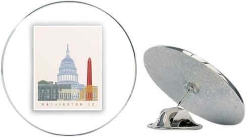Washington DC Skyline Round Metal 0.75" Lapel Pin Hat Shirt Pin Tie Tack Pinback in Saudi Arabia