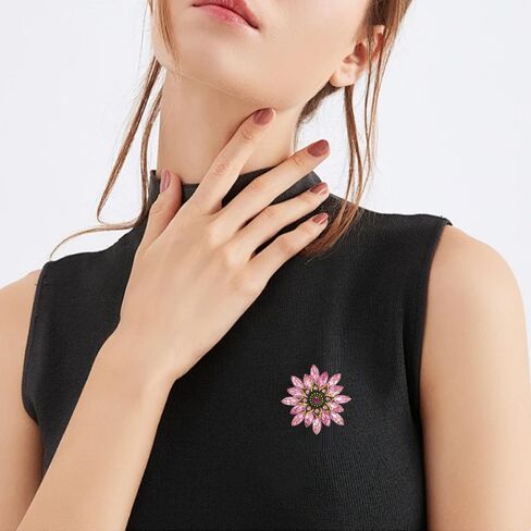 Large Crystal Flower Brooch Pin for Women Red purple pink green Rhinestone Flower Lapel Pin Wedding Party Birthday Dance Banquet Dress Suit Ceremony Clothes Hat Bag Accessories Jewelry in Kuwait
