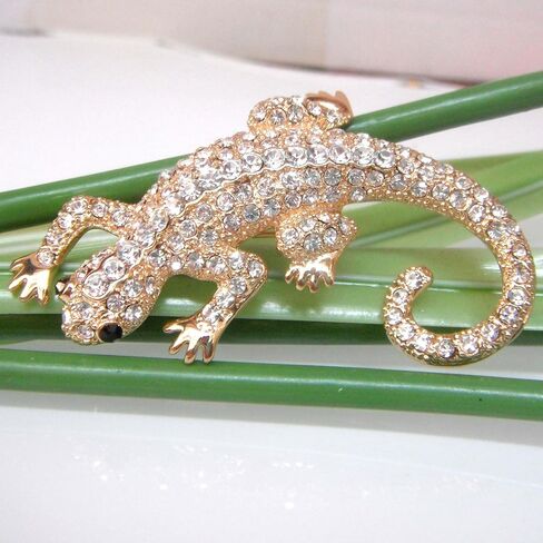 Navachi 18k White Gold Plated White Crystal Crocodile Alligator Az7262 Brooch Pin in Saudi Arabia