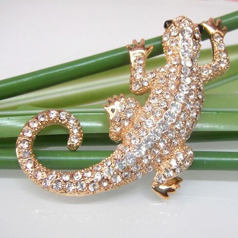 Navachi 18k White Gold Plated White Crystal Crocodile Alligator Az7262 Brooch Pin in Saudi Arabia