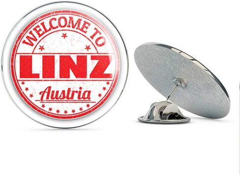 Linz City Austria Grunge Grunge Stamp Round Metal 0.75 "Tabel Pin Hat Shirt Tie Tack Tack Pinback in Saudi Arabia