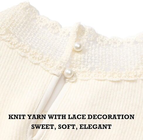 Womens Pullover Sweater Top Bow-Tie Neck Knitwear Lace Stitching Elegant in Saudi Arabia