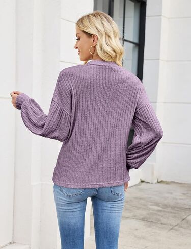 Edelqual Long Sleeve Shirts for Women Casual Fall Tops Henley V Neck Light Sweaters Tunic 2025 Fashion Trendy Clothes in Saudi Arabia