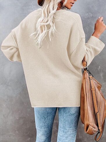 Pink Queen Women's V Neck Button Sweater Oversized Batwing Long Sleeve Henley Pullover Knit Jumper Top in Saudi Arabia