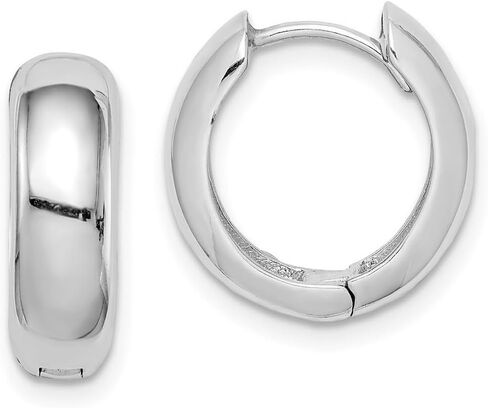 925 Sterling Silver Rhodium Rhodium مصقولة مقصورة أقراط 13 × 15 ملم عريض 5 ملم قرط السمك للنساء in Saudi Arabia