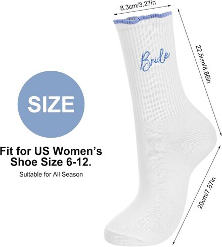 Wifey Crew Socks White Cotton Soft Wedding Socks Bride to Be Gifts Bridesmaid Wife Gifts for Stylish Newlywed Couple Chic Wedding Day in Saudi Arabia