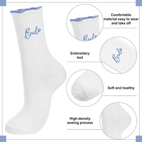 Wifey Crew Socks White Cotton Soft Wedding Socks Bride to Be Gifts Bridesmaid Wife Gifts for Stylish Newlywed Couple Chic Wedding Day in Saudi Arabia