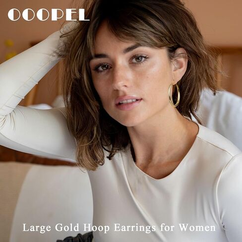 OOPEL 3MM MOLD HOOP أقراط للنساء أجوف أنبوب 14 كيلو بايت مطلي بالمعالم الذهب 925 Sterling Silver Post Lightweight Silver Hoop أقراط 30/40/50/00/70 ملم in Kuwait