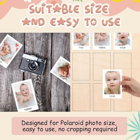 Large My First Year Picture Frame for 4 x 6 Inch Birthday Wooden Photo Board 12 Monthly Photo Display 1st Birthday Decorations Baby Gift for Newborn Keepsake, 33 x 22 Inch in Kuwait