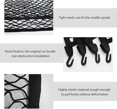 Elastic Cargo Net for SUV, 31.5 × 23.6 inch Stretchable Mesh Trunk Bed Net with ABS Hooks, Adjustable Luggage Netting Cover Rear Cargo Organizer for Vehicles, Car Accessories in Saudi Arabia
