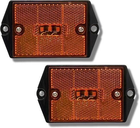 [ALL STAR TRUCK PARTS] Square Red/Amber 3-LED Marker Light Reflectorized Lens Surface Mount, 2-4/5" Rectangular Truck Trailer Towing Led Light Side Reflector Reflex Accessories (Red, 2) in Kuwait