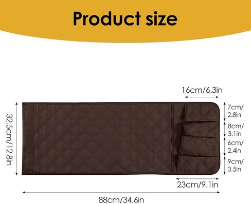 Sofa Armrest Organizer for Couch - Non-Slip Waterproof Arm Chair Bedside Caddy Storage with 5 Pockets, Armchair Organizer for Recliner Couch TV Remote Control Holder Cell Phone Magazines Tablet (Grey) in Kuwait