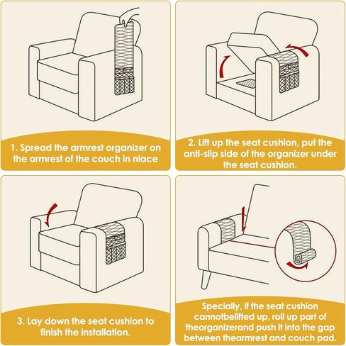 Sofa Armrest Organizer for Couch - Non-Slip Waterproof Arm Chair Bedside Caddy Storage with 5 Pockets, Armchair Organizer for Recliner Couch TV Remote Control Holder Cell Phone Magazines Tablet (Grey) in Kuwait