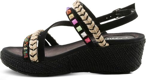 Azura Women's Hugbug Wedge Sandals - جلد الغزال ، العلوي المرصع بالجواهر ، مشبك قابل للتعديل ، مصنوع في الهند in Kuwait