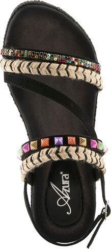 Azura Women's Hugbug Wedge Sandals - جلد الغزال ، العلوي المرصع بالجواهر ، مشبك قابل للتعديل ، مصنوع في الهند in Kuwait