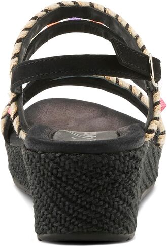 Azura Women's Hugbug Wedge Sandals - جلد الغزال ، العلوي المرصع بالجواهر ، مشبك قابل للتعديل ، مصنوع في الهند in Kuwait