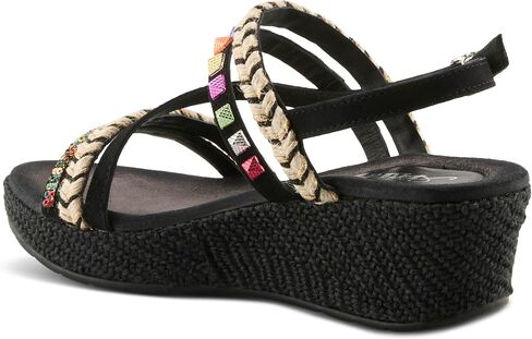 Azura Women's Hugbug Wedge Sandals - جلد الغزال ، العلوي المرصع بالجواهر ، مشبك قابل للتعديل ، مصنوع في الهند in Kuwait