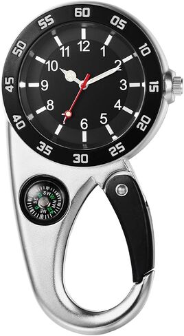 JewelryWe Men Women Clip Watch Mini Microlight Watch Analog Quartz Backpack Buckle Belt Fob Watch for Rock Climbing Doctors Nurses Chefs in Saudi Arabia