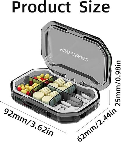 Compartment Portable Small Pill Box,Moisture Proof Pill Case, Travel Pill Organizer for Pocket Purse, Daily Portable Medicine Vitamin, Fish Oil Box, Supplement Box (Blue) in Saudi Arabia