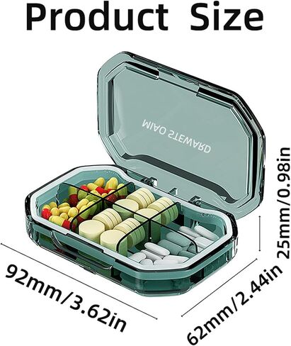 Compartment Portable Small Pill Box,Moisture Proof Pill Case, Travel Pill Organizer for Pocket Purse, Daily Portable Medicine Vitamin, Fish Oil Box, Supplement Box (Blue) in Saudi Arabia