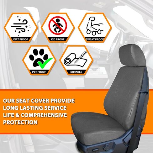 Truck Seat Cover Compatible with 2011-2014 Ford F150-F550 Front 40/20/40 Split Seat with Opening Center Console and Integrated Center Seat Belt, Dutch Velvet Fabric, Charcoal in Saudi Arabia