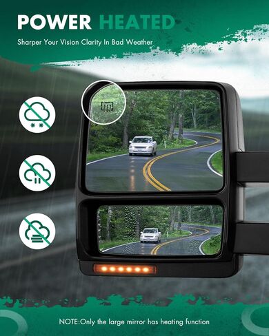 SCITOO Passenger Side Mirror fit 2004-2014 for Ford for F-150 Chrome Right Mirror with Amber Turn Signal Puddle Light Power Control Heated and Manual Folding Features in Saudi Arabia