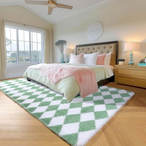 سجاد أبيض وأسود ناعم ناعم أبيض وأسود لغرفة نوم غرفة معيشة ، 4 × 6 أفخم غامض مريح سجادة ، سجادة داخلية مضادة للانزلاق للأطفال in Kuwait