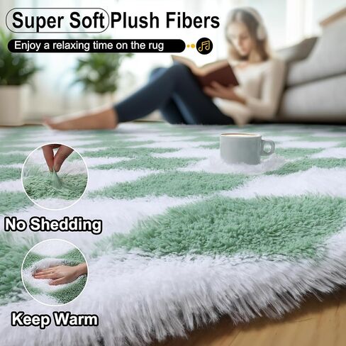 سجاد أبيض وأسود ناعم ناعم أبيض وأسود لغرفة نوم غرفة معيشة ، 4 × 6 أفخم غامض مريح سجادة ، سجادة داخلية مضادة للانزلاق للأطفال in Kuwait