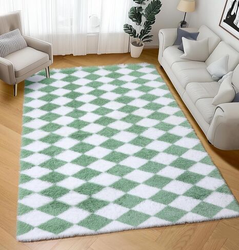 سجاد أبيض وأسود ناعم ناعم أبيض وأسود لغرفة نوم غرفة معيشة ، 4 × 6 أفخم غامض مريح سجادة ، سجادة داخلية مضادة للانزلاق للأطفال in Kuwait