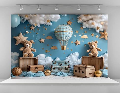 Kate 7x5ft Sweet 1st Birthday Party Backdrops for Photography Air Hot Air Background Bear Bear Cloud Process in Kuwait