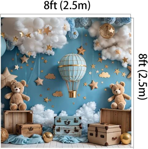 Kate 7x5ft Sweet 1st Birthday Party Backdrops for Photography Air Hot Air Background Bear Bear Cloud Process in Kuwait