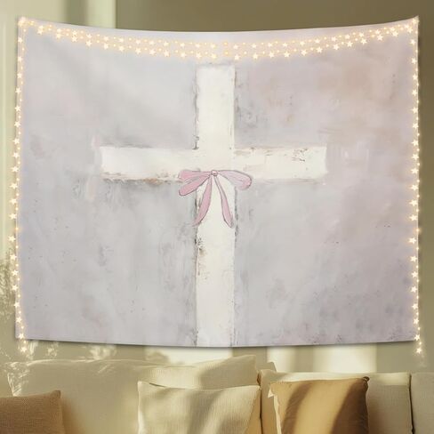 sthttsw Wildflower Pink Bow Tapestry الجمالية ، وأنسجة الزهرة الجدار بطانية ، حائط محايد من الجدار النباتي معلقة للفتاة في سن المراهقة غرفة معيشة المنزل غرفة نوم ، 50 × 60 بوصة in Kuwait