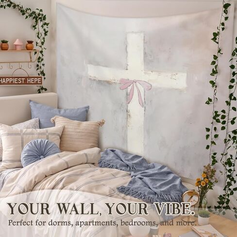 sthttsw Wildflower Pink Bow Tapestry الجمالية ، وأنسجة الزهرة الجدار بطانية ، حائط محايد من الجدار النباتي معلقة للفتاة في سن المراهقة غرفة معيشة المنزل غرفة نوم ، 50 × 60 بوصة in Kuwait