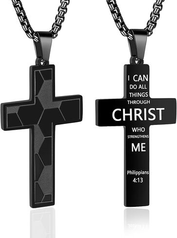 كرة القدم الصليب قلادة للرجال. الفولاذ المقاوم للصدأ ملهمة الكتاب المقدس الآية كرة القدم قلادة سلسلة. كرة القدم جوشوا الصليب القلائد. أول بالتواصل الديني المعمودية كرة القدم الصليب سلاسل in Kuwait