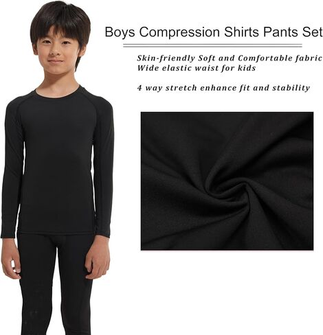 Boys Compression Sets Shirts & Pants Tights Quick Dry for Basketball Running Leggings Athletic Sports in Kuwait