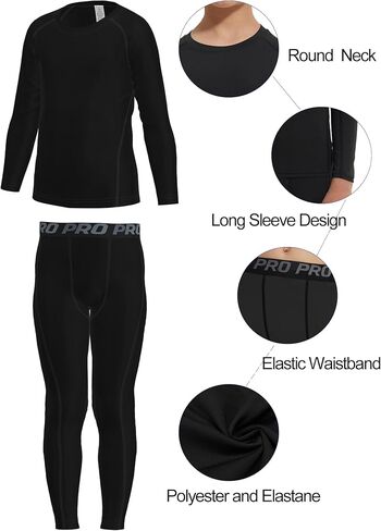 Boys Compression Sets Shirts & Pants Tights Quick Dry for Basketball Running Leggings Athletic Sports in Kuwait