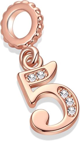 Lucky Number 0, 1, 2, 3, 4, 5, 6, 7, 8, 9 Charms fits Pandora Charms Bracelets Rose Gold Crystal Clear Cubic Zirconia in Saudi Arabia