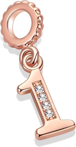 Lucky Number 0, 1, 2, 3, 4, 5, 6, 7, 8, 9 Charms fits Pandora Charms Bracelets Rose Gold Crystal Clear Cubic Zirconia in Saudi Arabia