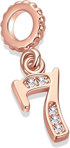 Lucky Number 0, 1, 2, 3, 4, 5, 6, 7, 8, 9 Charms fits Pandora Charms Bracelets Rose Gold Crystal Clear Cubic Zirconia in Saudi Arabia