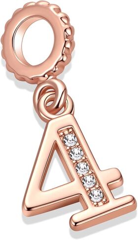 Lucky Number 0, 1, 2, 3, 4, 5, 6, 7, 8, 9 Charms fits Pandora Charms Bracelets Rose Gold Crystal Clear Cubic Zirconia in Saudi Arabia
