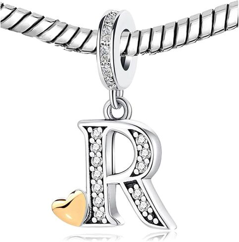 Initial Letter A-Z Alphabet Gold Plated Heart Charms for Pandora Bracelets Dangle Charm Bead Birthday Gifts for Womens Jewelry Comaptible with Pandora Charms Bracelets in Kuwait