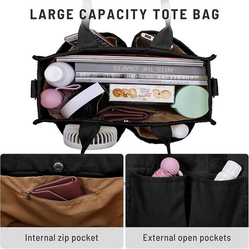 HOMIEE Tote Bag for Women Corduroy Handbags Casual Hobo Messenger Bag Retro Classic Shoulder Bag with Multi-pockek in Saudi Arabia