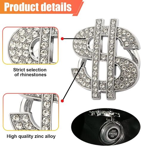 غطاء زر بدء تشغيل سيارة Bling ، محرك Rhinestone Start Stapping Stop Stick ، غطاء مقبض مفتاح Crystal Crystal Crystal ، إكسسوارات داخلية للنساء ، فتاة (وردي) in Saudi Arabia