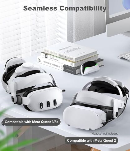 Kawaye Battery Head Strap for Quest 3S/Quest 3/Quest 2, 2x6700mAh Hot-Swappable Battery Pack&Charger Station Extend 4-6H,Comfort VR Headstrap Enhanced Support Reduce Pressure for Sony PSP Consoles in Kuwait
