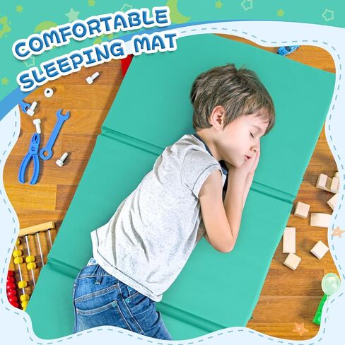 Wesiti 5 Pcs Folding Daycare Nap Mat 47" x 24" 1" Thick Nap Mats for Preschool 4 Section Rest Mats for Classroom Kids Rest Napping Mat Sleeping Mats for Daycare Preschool Home in Kuwait