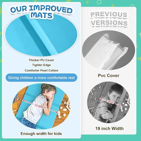 Wesiti 5 Pcs Folding Daycare Nap Mat 47" x 24" 1" Thick Nap Mats for Preschool 4 Section Rest Mats for Classroom Kids Rest Napping Mat Sleeping Mats for Daycare Preschool Home in Kuwait